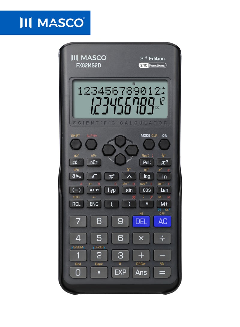 ماسكو آلة حاسبة علمية FX82MS2D، ‏240 وظيفة، شاشة ثنائية السطر، أزرار بلاستيكية - Image 1